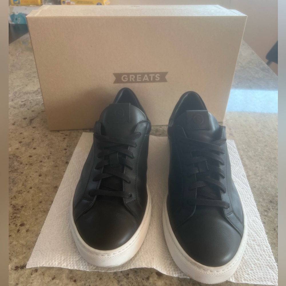 GREATS Classic Men’s Nero Black And White ‘Reign’ Sneakers Sz 10! Made In Italy